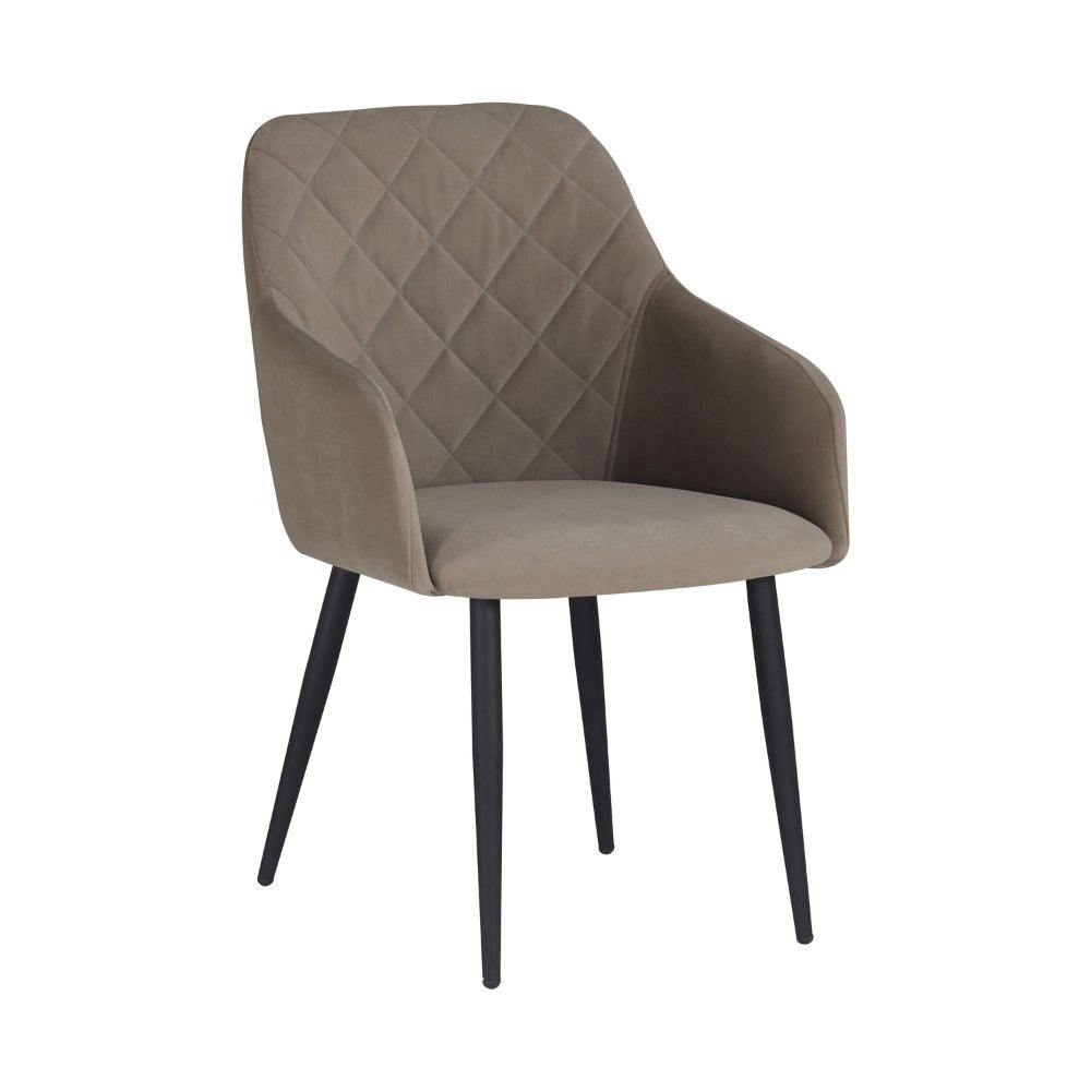 Set 2 Sedie Rarra in tessuto tortora con schienale geometrico e gambe nere – Comfort per ambienti moderni