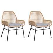 Sedie da Giardino 2 pz | Sedie da Esterno con Cuscini Marrone in Polyrattan
