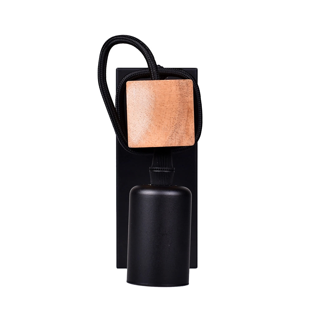 APPLIQUE DA PARETE IN METALLO NERO CON ATTACCO E27 - DESIGN INDUSTRIALE CON CORPO IN LEGNO IDEALE PER ILLUMINAZIONE INTERNA