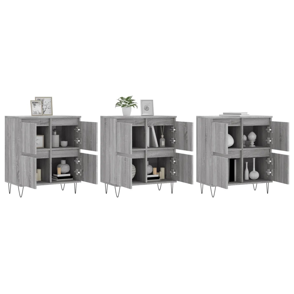 Credenze 3 pz | Madia | Buffet da pranzo | Armadio da pranzo Grigio Sonoma in Legno Multistrato