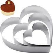Set di forme per torte a 3 anelli a forma di cuore in acciaio inossidabile per torte e dessert