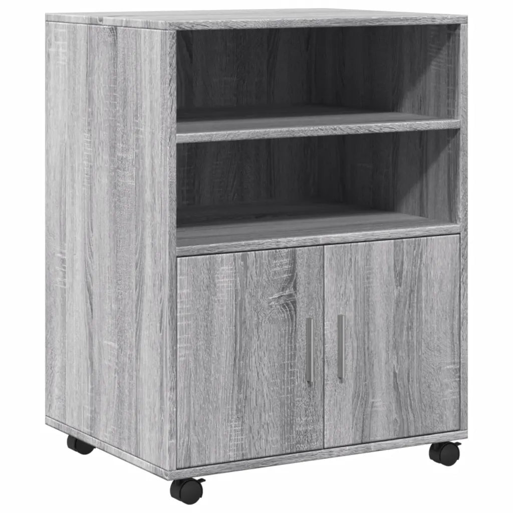 Armadietto con Ruote Grigio Sonoma 60x48x81cm in Truciolato