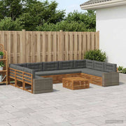 Set di divani da esterno 10 pz Naturale e Antracite 3383880