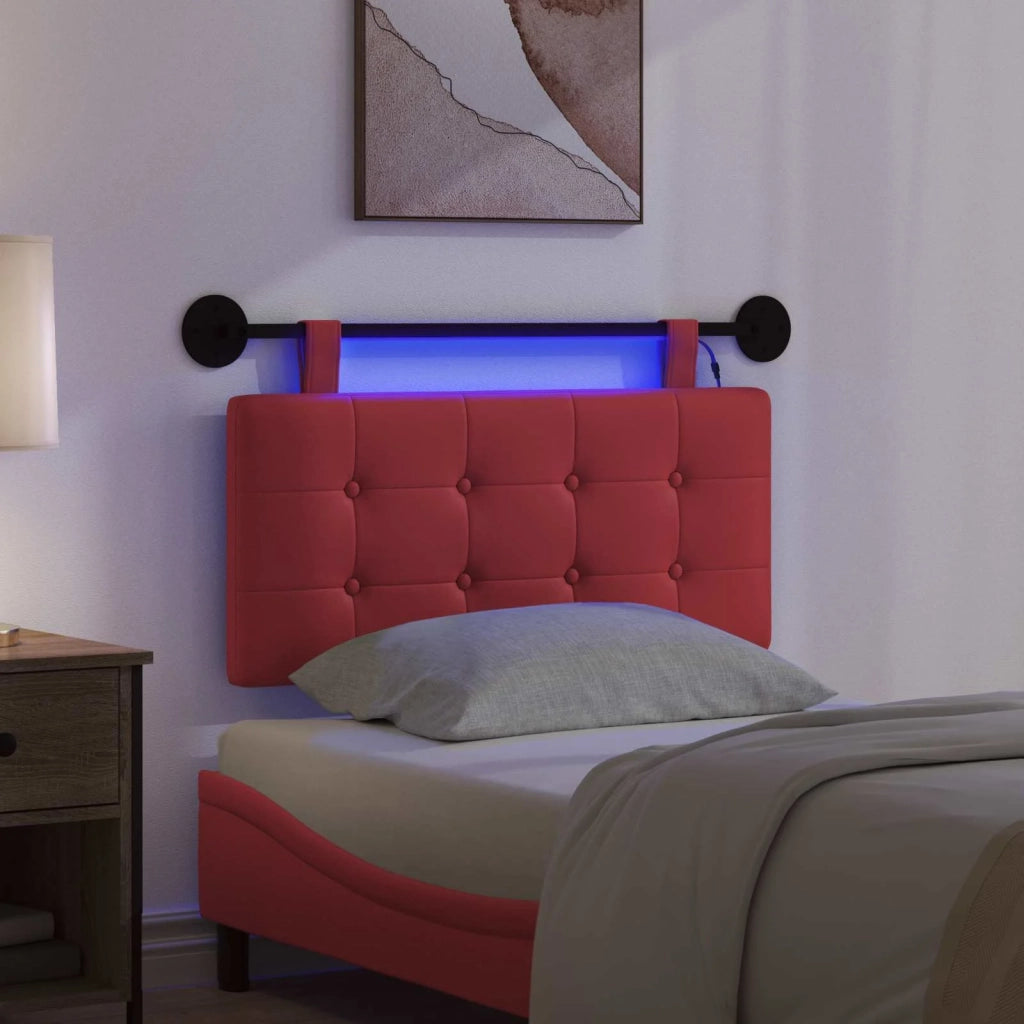 Testiera | Testata sospesa Con luce LED Rosso Similpelle