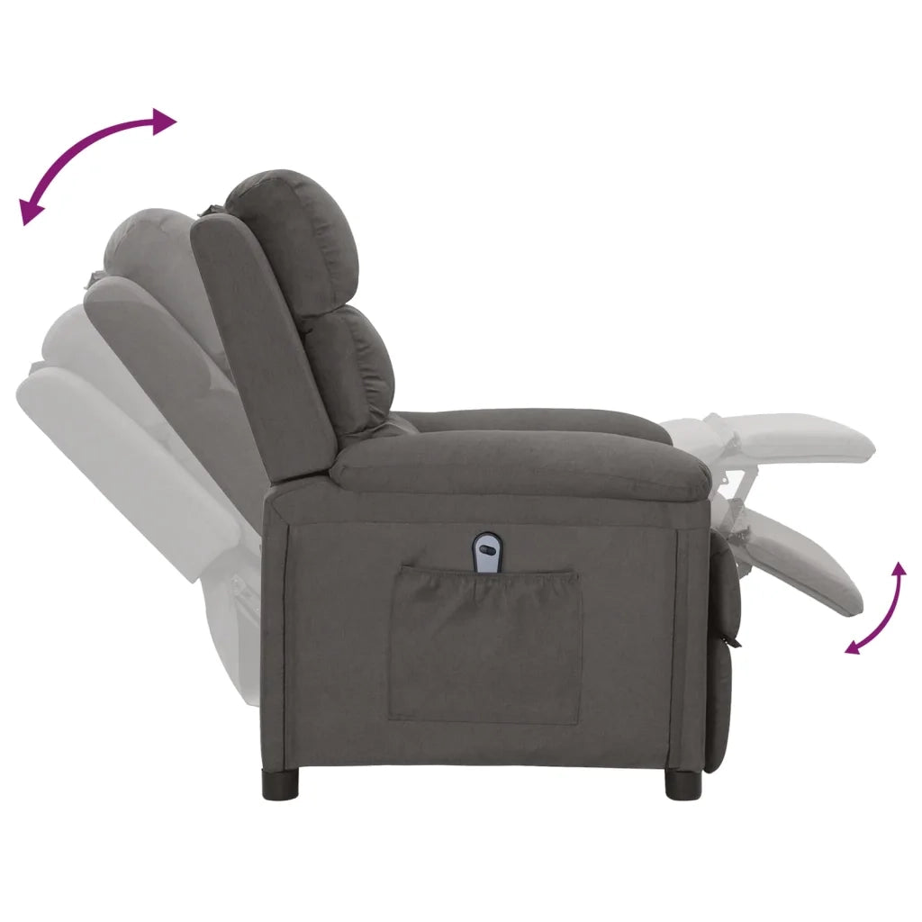 Poltrona | Sedia Relax Elettrica Reclinabile Grigio Scuro in Tessuto