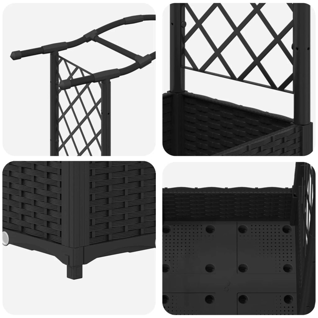 Letto Rialzato con Griglia e Tetto Nero 124 x 40 x 125 cm PP 42032527