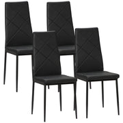 EasyComfort Set di 4 Sedie da Pranzo con Schienale Alto in Finta Pelle e Acciaio, 41x50x97cm, Nero