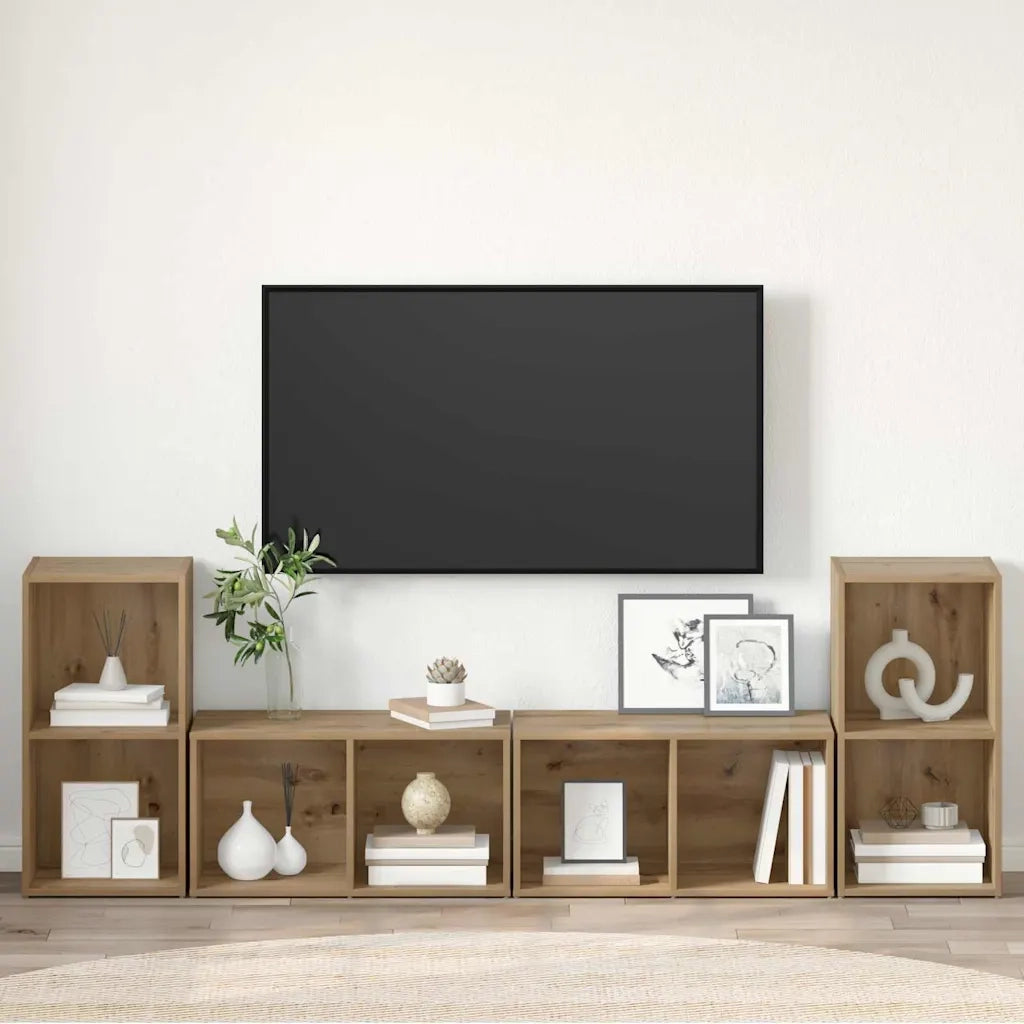 vidaXL Set mobile TV 4 pcs rovere artigianale 37 x 35 x 72 cm
