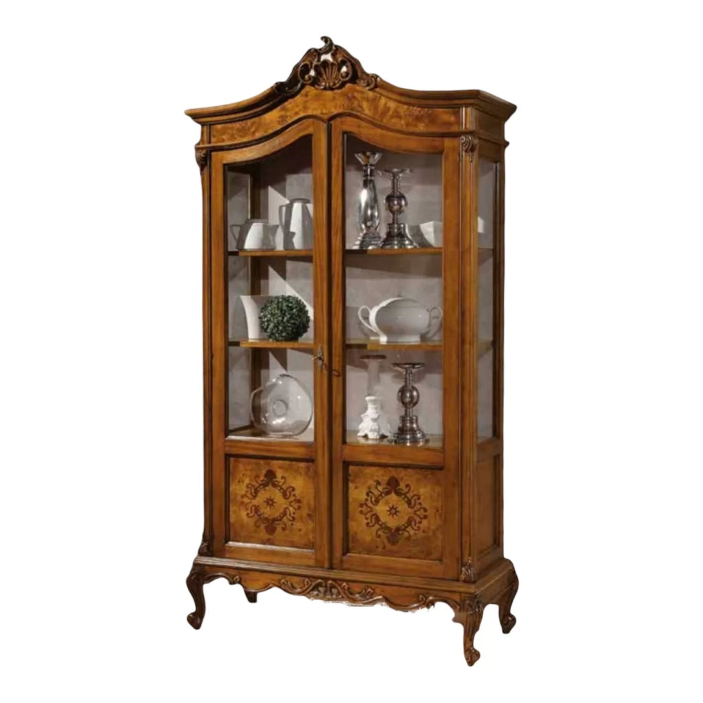 Vetrina in legno di radica 2 porte impero finitura bassano l.114 p.46 h.217 - Mobili 2G