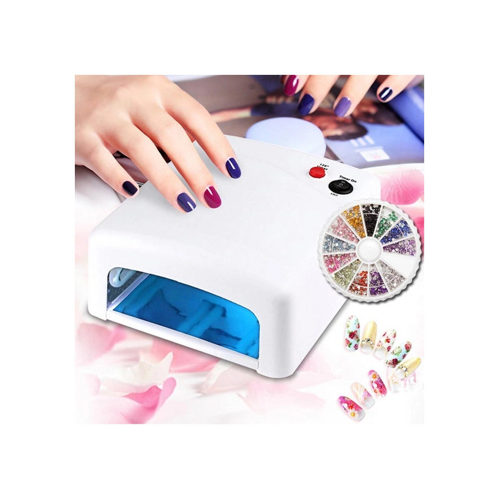 Trade Shop - Lampada Uv Ricostruzione Unghie Gel Fornetto 36w Led 4 Bulbi Con Accessori Nail -