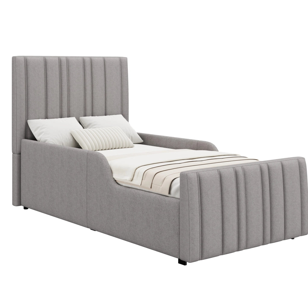 Letto singolo imbottito 90x200 cm con contenitore idraulico