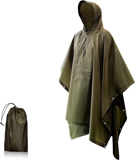 Poncho acqua resistente unisex - poncho 3 in 1 multifunzionale - adatto per attività all'aperto