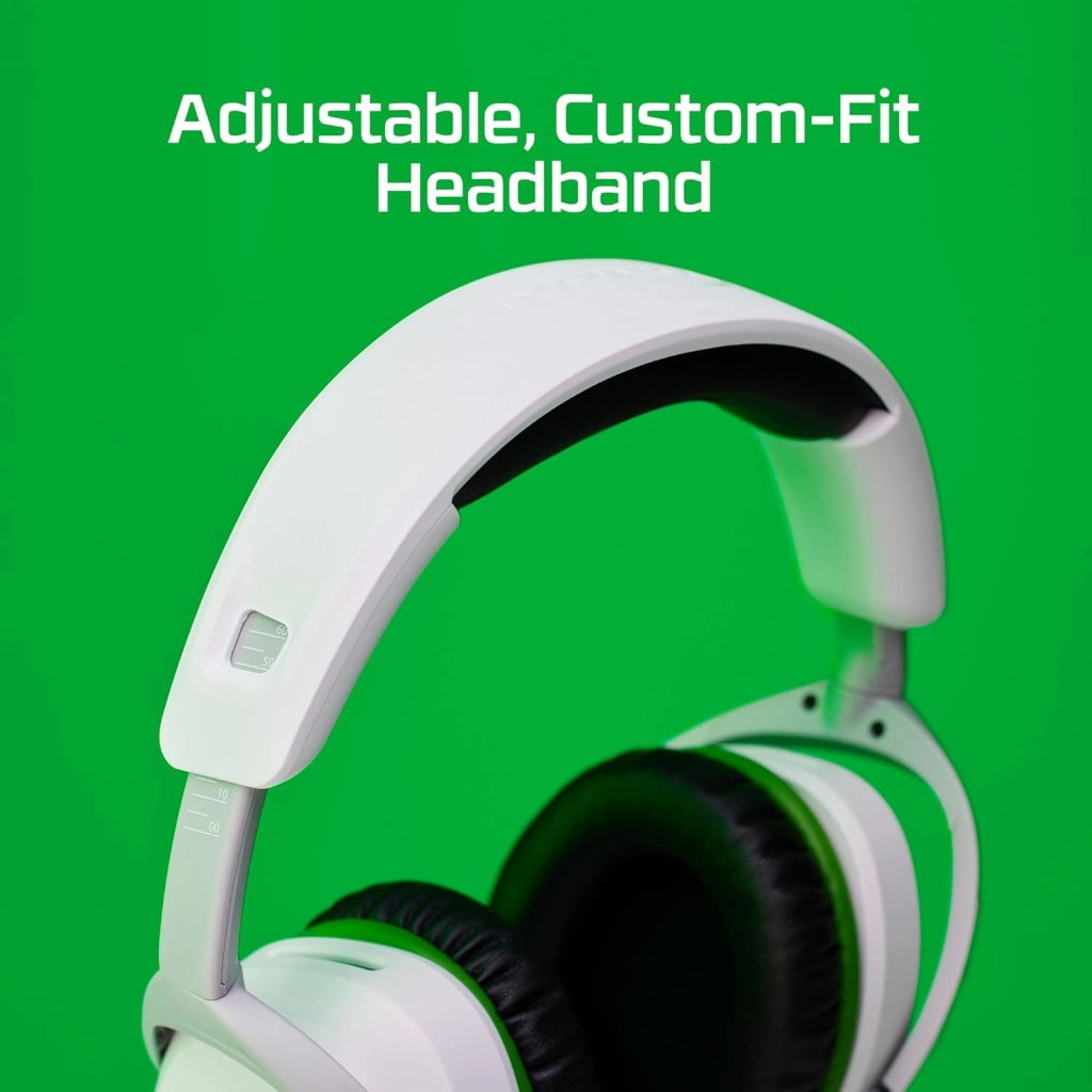 CloudX Stinger II, Cuffie da Gaming, Connessione Cablata a 3,5mm, Telaio in Plastica, Cuscinetti in Memory Foam Rivestiti in Similpelle, Comandi sul Padiglione, Adatto per Xbox, Bianco/Verde