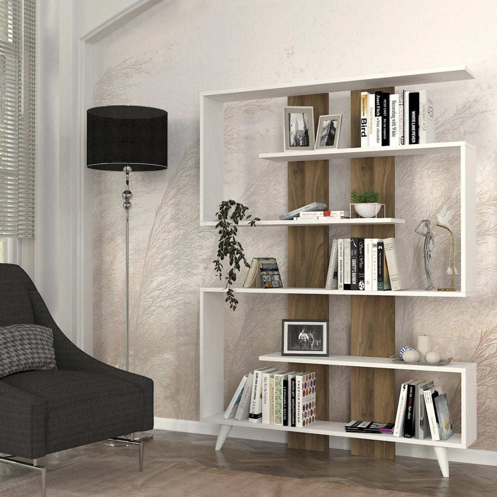 Libreria in legno "Rain" - 120 x 20 x 162 cm - Marrone