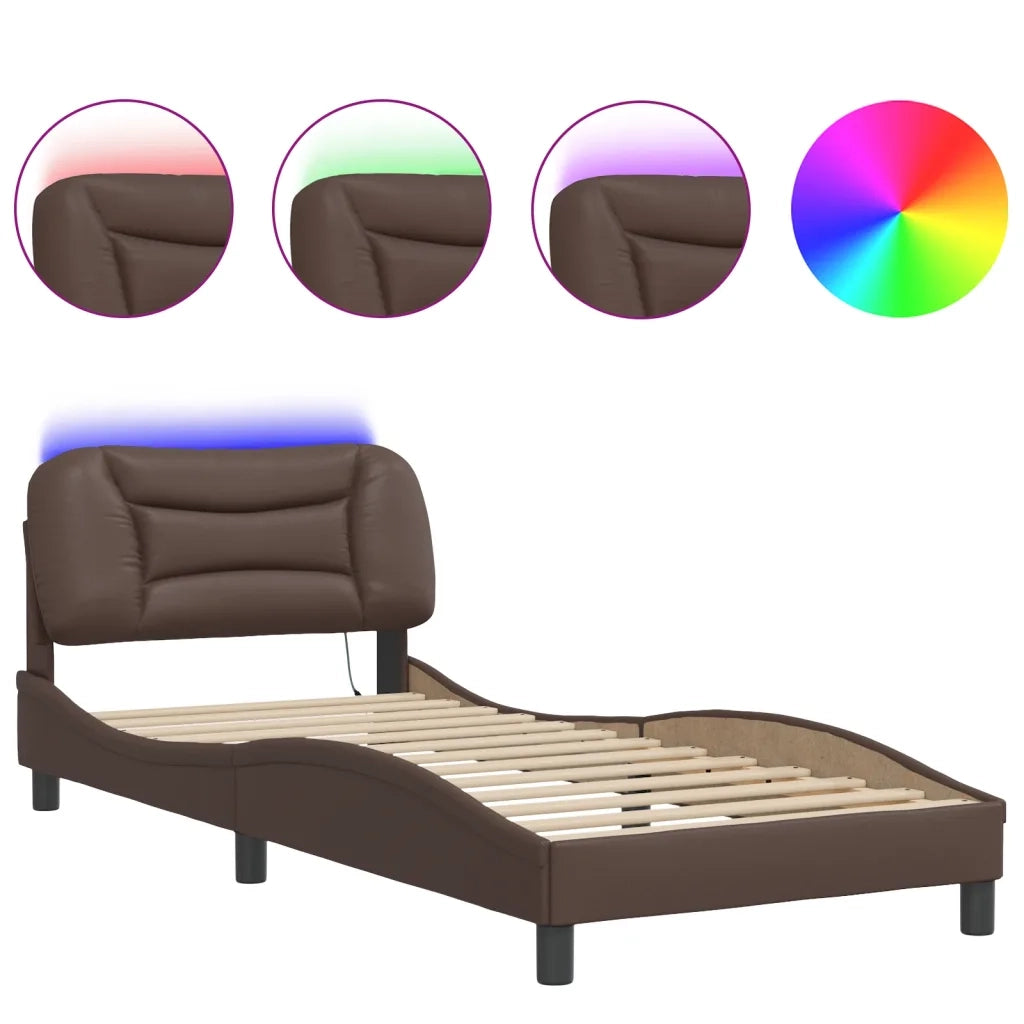 Giroletto con Luci LED Marrone 90x200 cm in Similpellecod mxl 91483