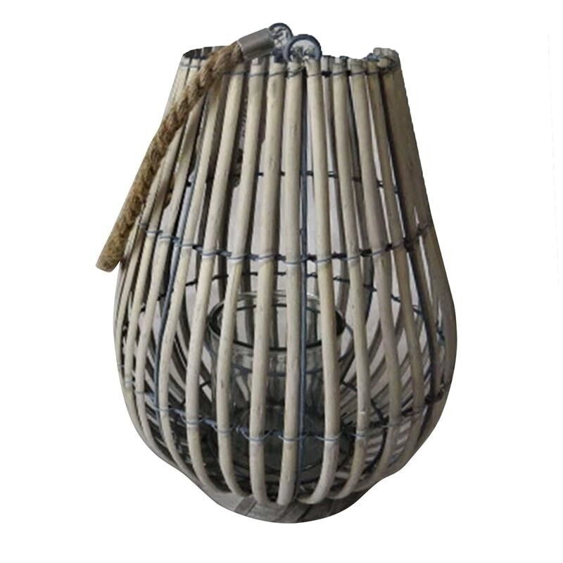 LANTERNA ADELINE IN VIMINI IN COLORE GRIGIO