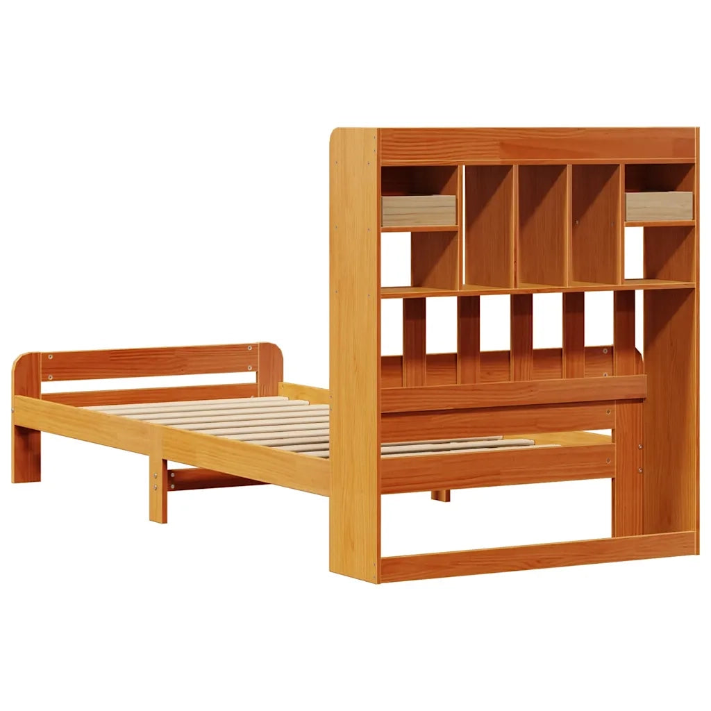 Letto Libreria senza Materasso Marrone Cera 75x190 cm in Pino 3308908