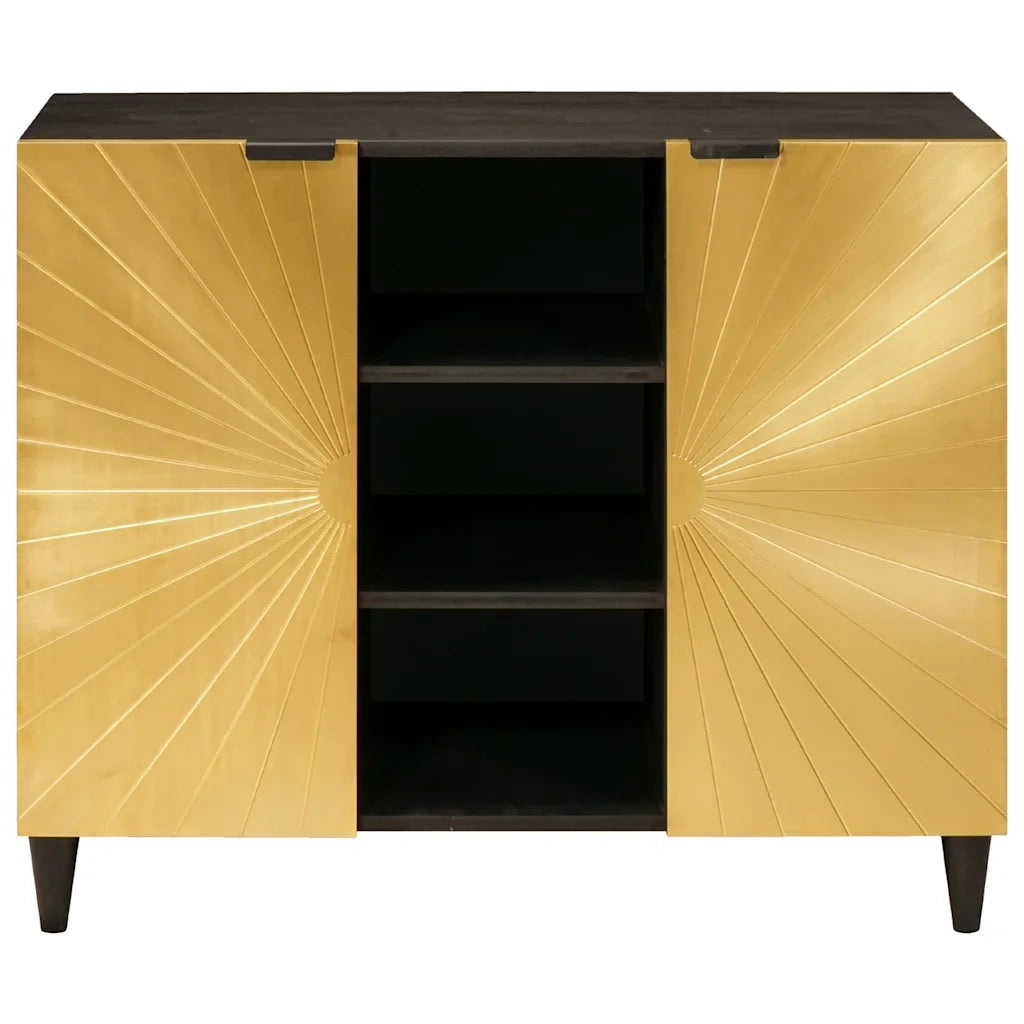 Mobile laterale con lo scaffale Nero e Oro 90 x 33,5 x 75 cm 4017856