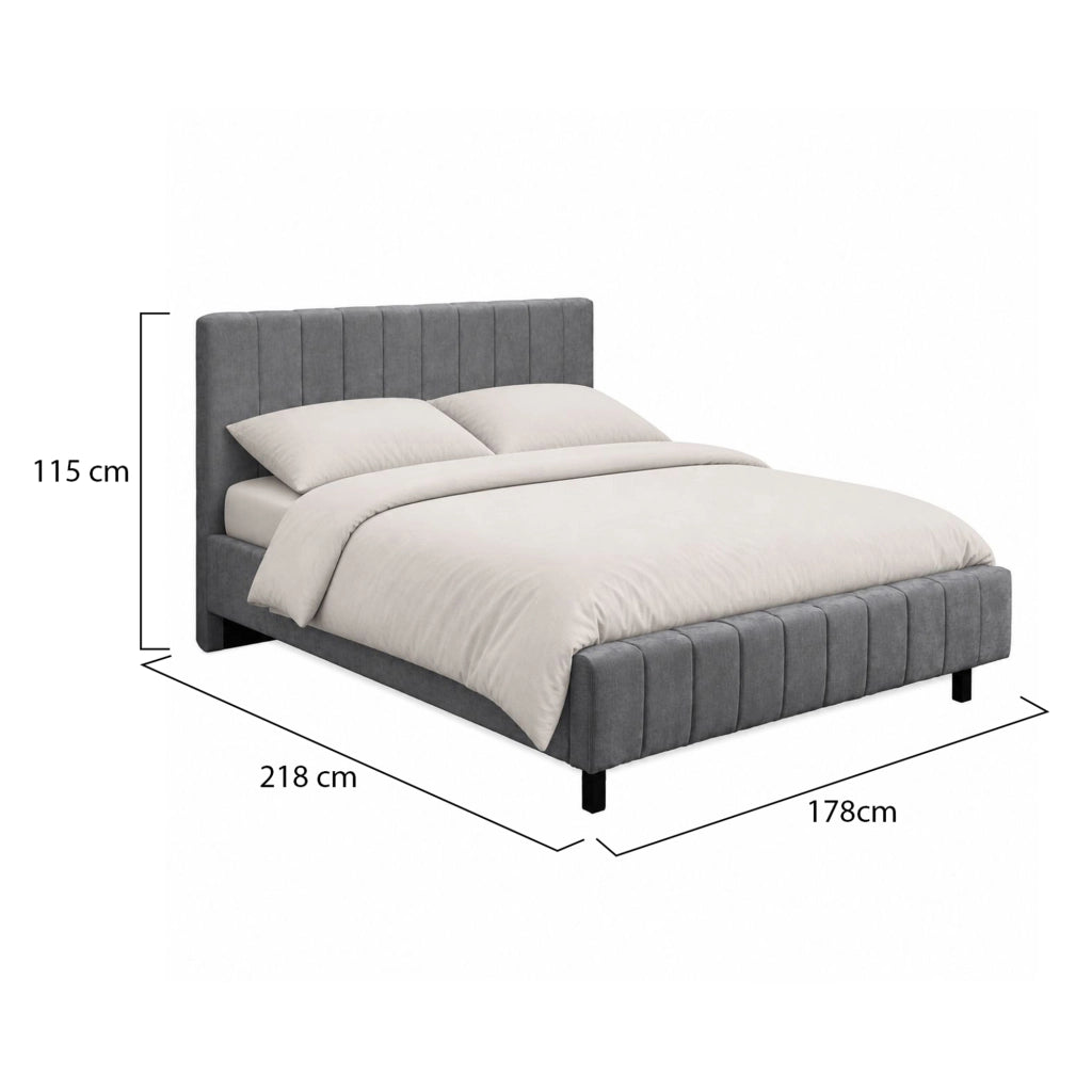 Letto Matrimoniale Exmouth, Letto Matrimoniale Dimensione Materasso 160x200 cm, Grigio