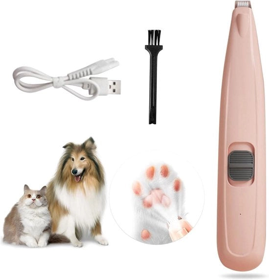 Trimmer per animali domestici USB ricaricabile 40DB silenzioso - Trimmer elettrico per cani e gatti con LED (zampe, occhi, orecchie, faccia, code)