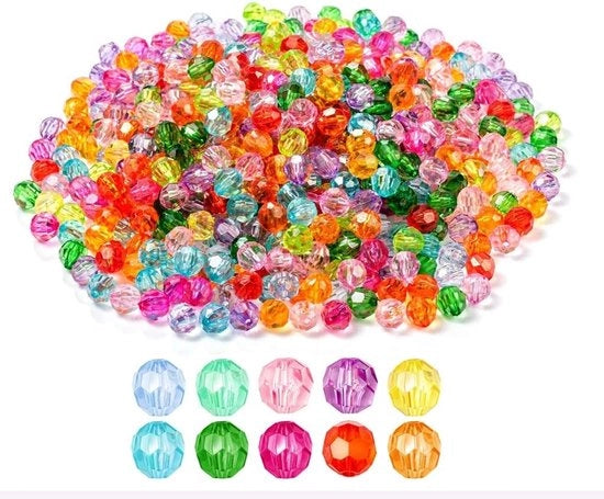 Kralen Kristallini 620 Pezzi - Perle Ronde 8 mm - Perle a Facette - Diverse Colori - Manufatti/Schmuck - Attraente Lucentezza - Perle d'Arte