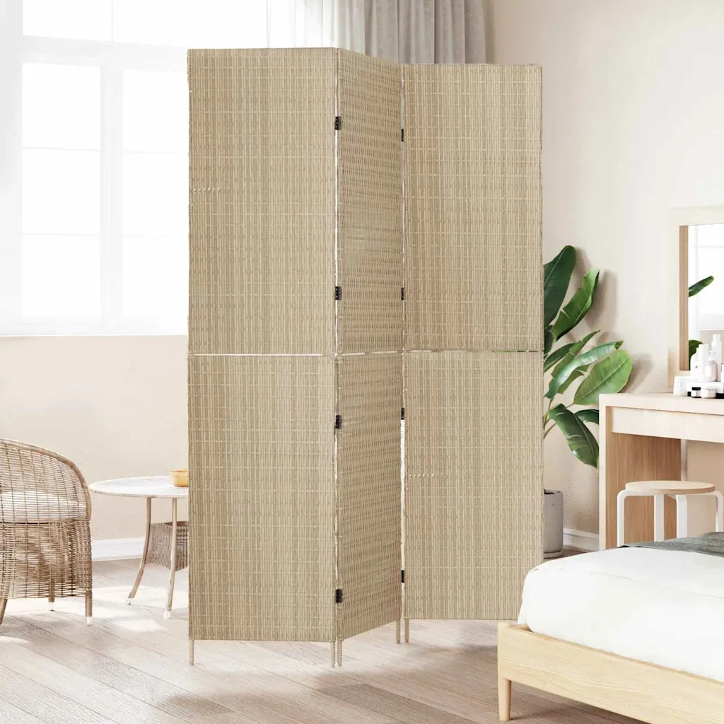 Divider per stanze | Paravento | Divisorio Ambienti Beige 147 x 180 cm polyrattan