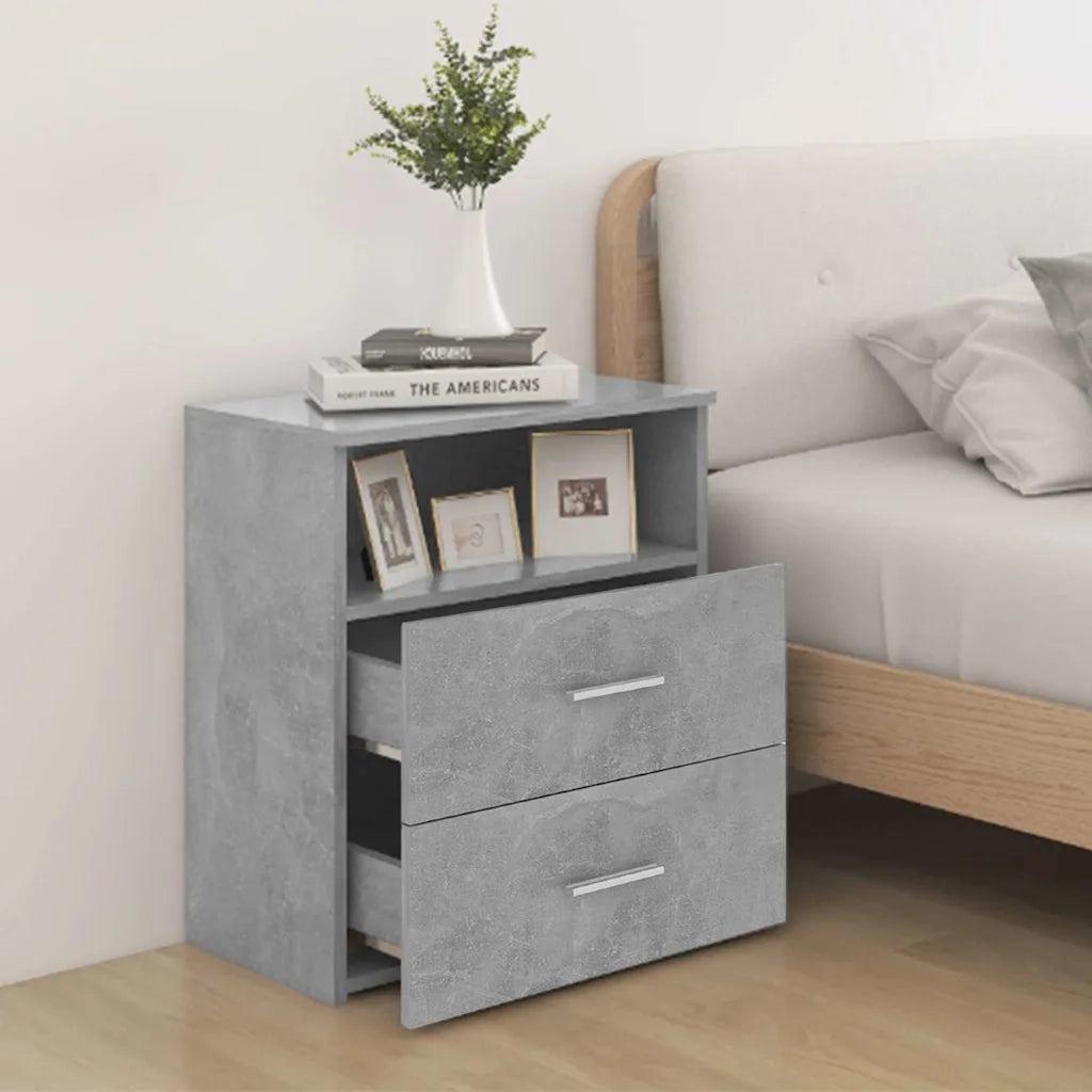 Comodini 2 pz Grigio Cemento 50x32x60 cm 803281