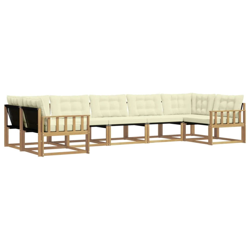 Set di divani da esterno con cuscino 7 pcs Bianco e Crema
