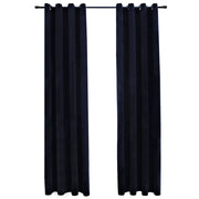 Tende Oscuranti | Tende Blackout con Anelli 2 pz Nere in Velluto 140x245 cm