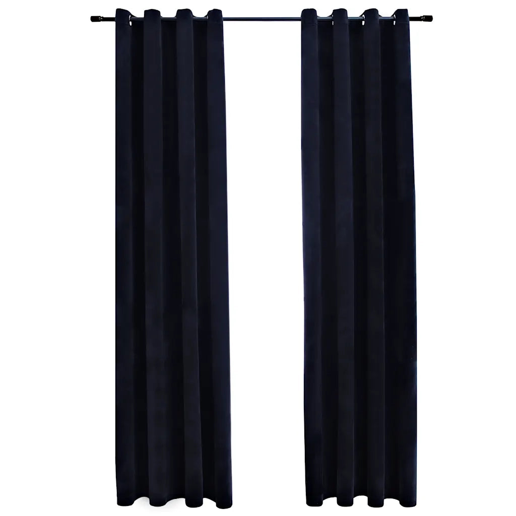 Tende Oscuranti | Tende Blackout con Anelli 2 pz Nere in Velluto 140x245 cm