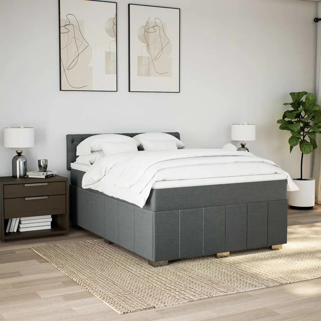 Giroletto a Molle con Materasso Grigio Scuro 140x200cm Tessuto 3287099