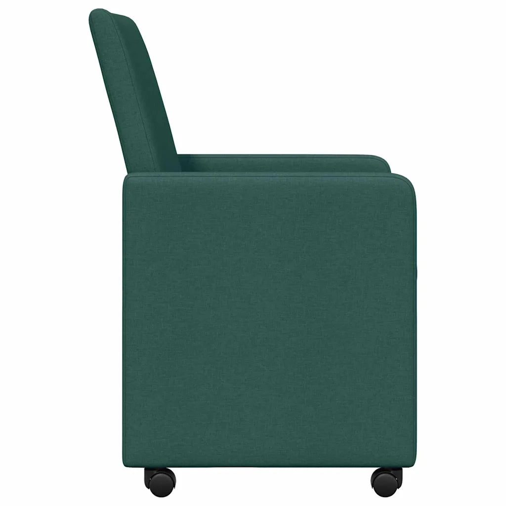Sedie da Pranzo con Ruote 2 pcs Verde Scuro 57 x 66 x 94 cm 42017812