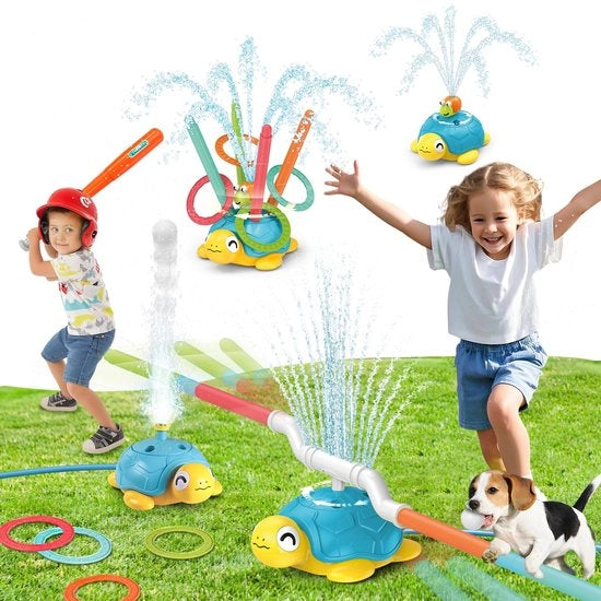 Giocattolo acquatico 4 in 1 - Rotor per getto d'acqua - Tartaruga - Attività all'aperto - Giocattolo per bambini - Adatto per bambini da 3 a 12 anni