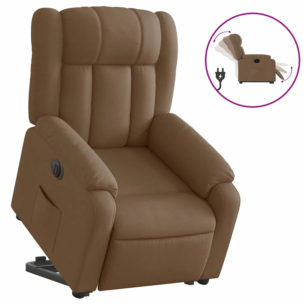 Poltrona Alzapersona Reclinabile Elettrica Marrone Tessutocod mxl 133316