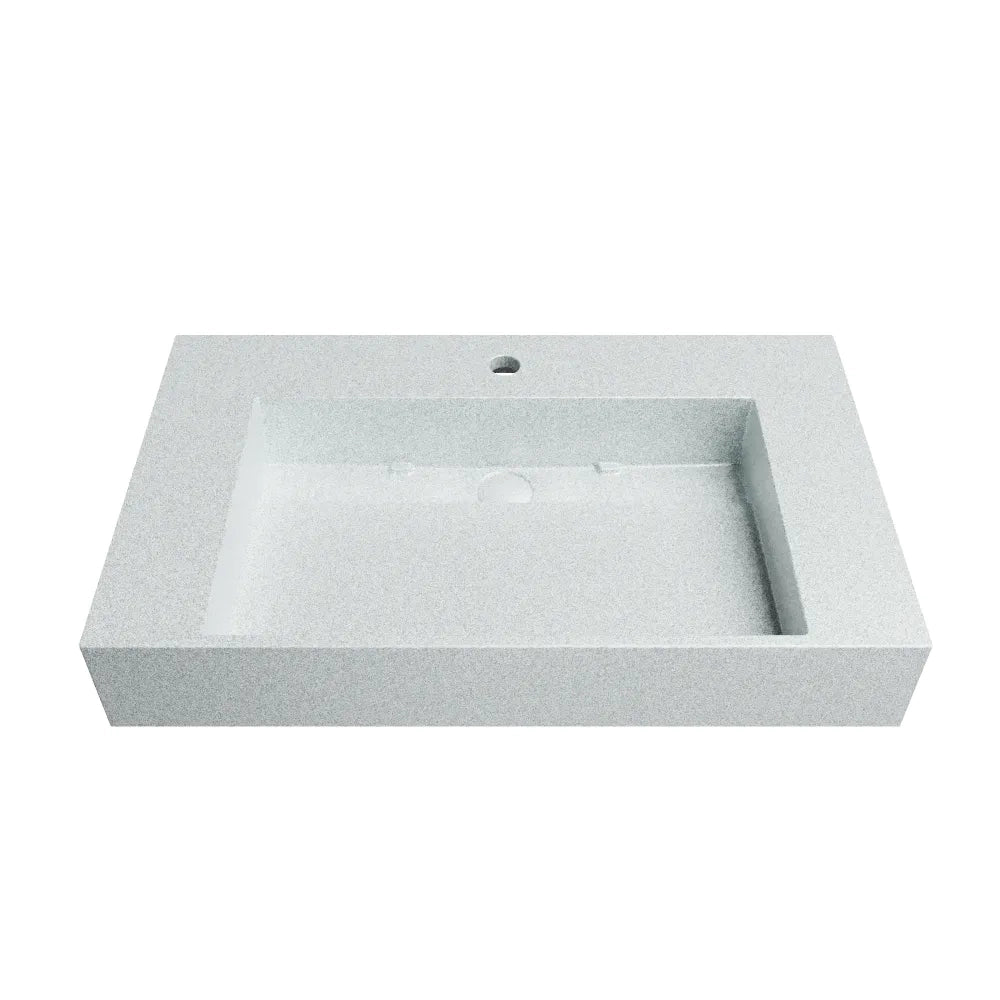 Lavabo sospeso a muro rettangolare 90x48x13 cm in microcemento bianco | Tasman