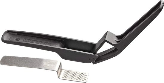 Knoflookpers ergonomico con setaccio rimovibile - Vincitore dei test - Snipper di aglio di alta qualità - Nero/argento - 1 pezzo
