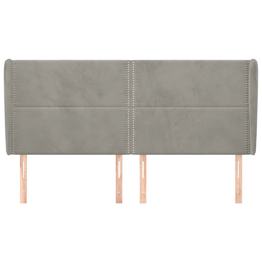 Testiera | Testata ad Orecchio Grigio Chiaro 203x23x118/128 cm in Velluto