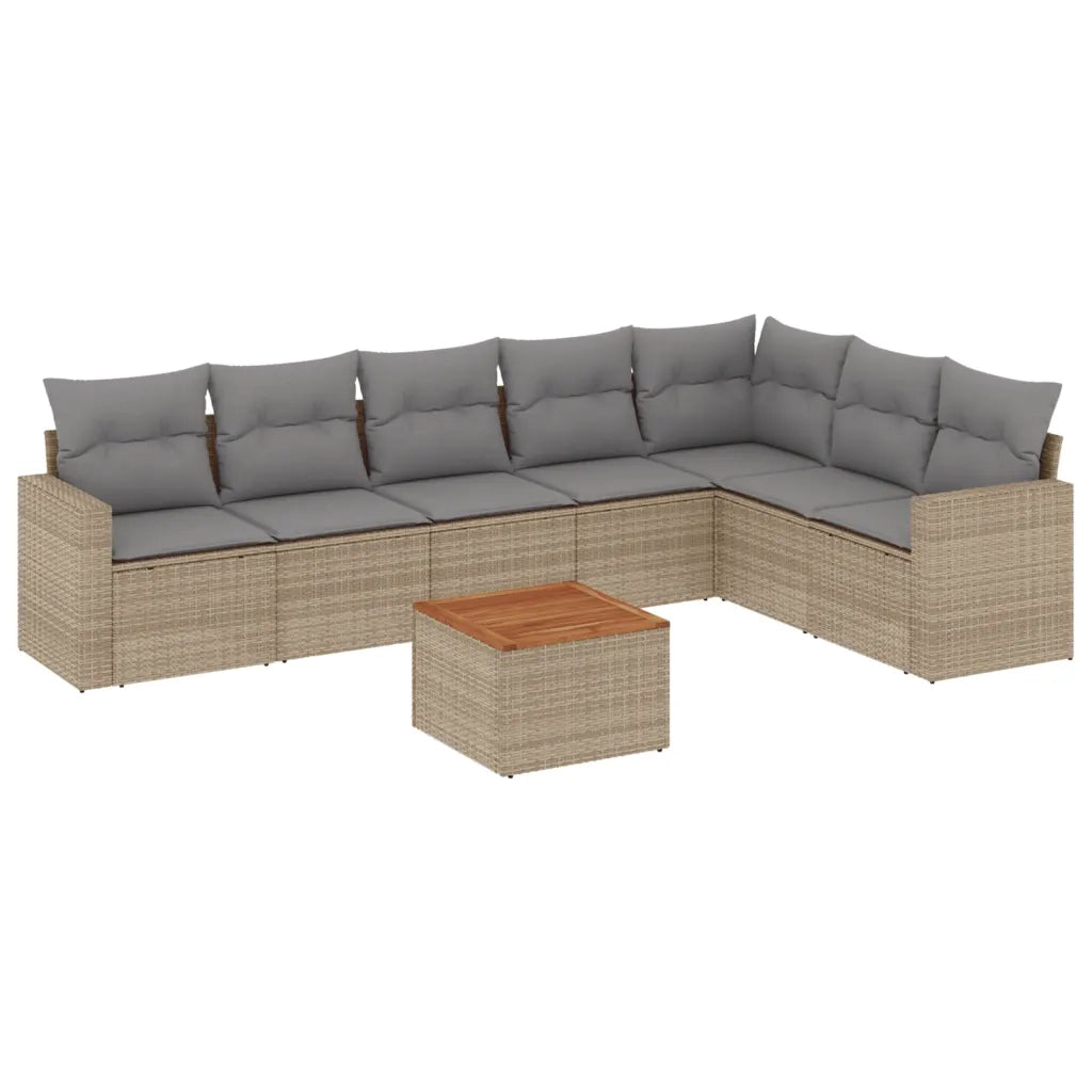 Set Divano da Giardino 8 pz con Cuscini Beige Misto Polyrattan 3256486