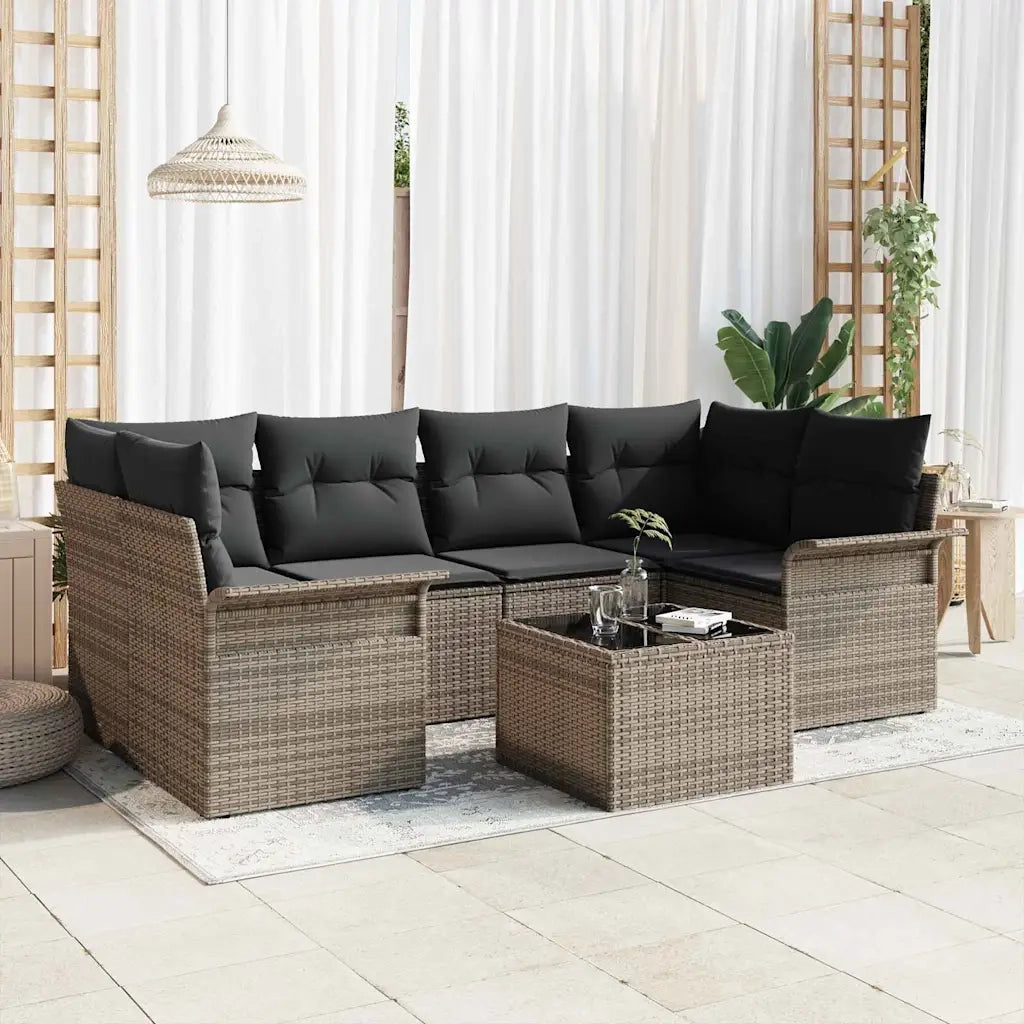 Set Divano da Giardino 7 pcs Grigio 55 x 55 x 37 cm polyrattan 3353928