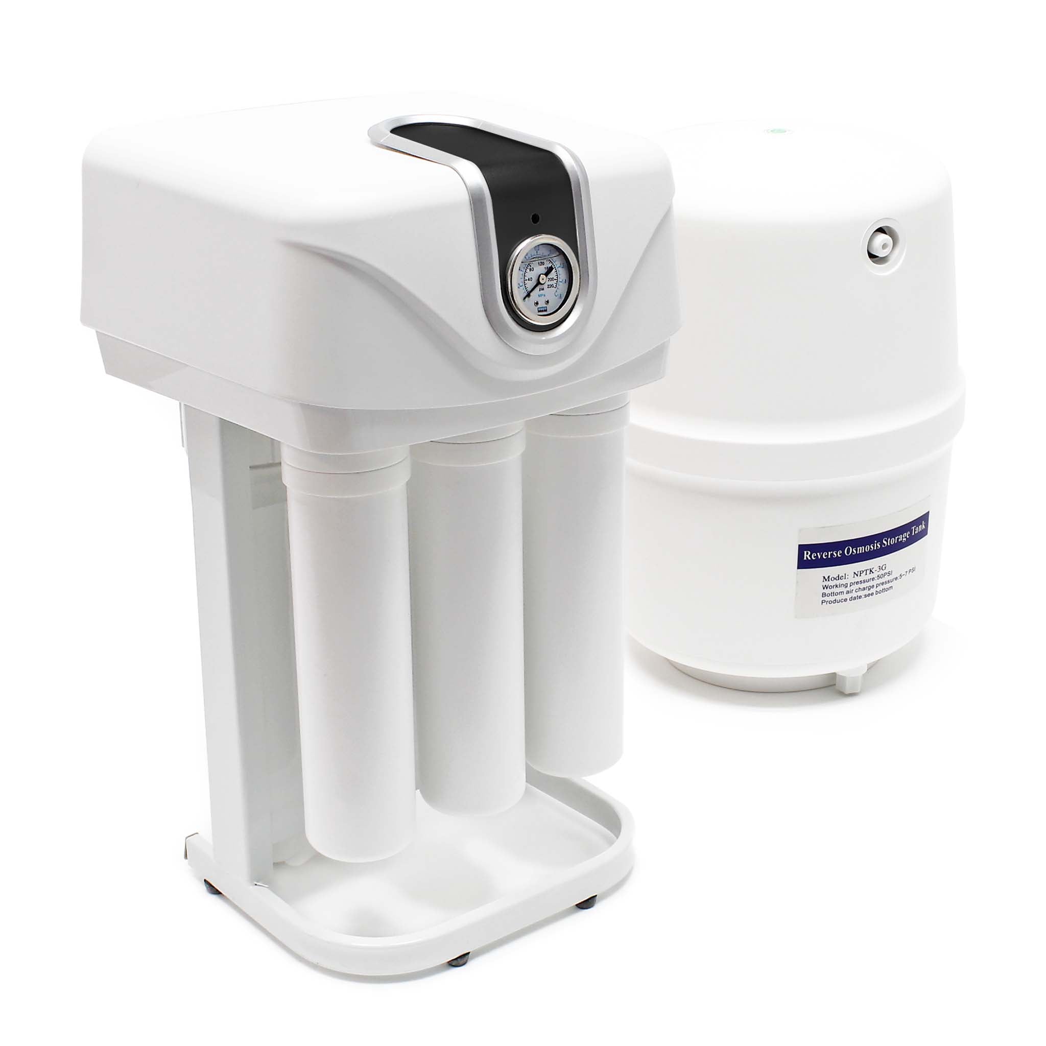 Naturewater Impianto osmosi inversa, filtrazione a 5 stadi 180 litri/g con pompa alloggiamento antipolvere e manometro