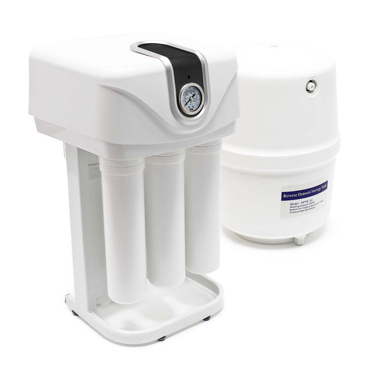 Naturewater Impianto osmosi inversa, filtrazione a 5 stadi 180 litri/g con pompa alloggiamento antipolvere e manometro