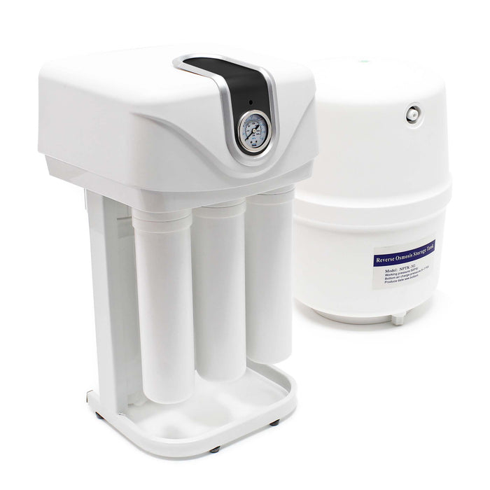 Naturewater Impianto osmosi inversa, filtrazione a 5 stadi 180 litri/g con pompa alloggiamento antipolvere e manometro