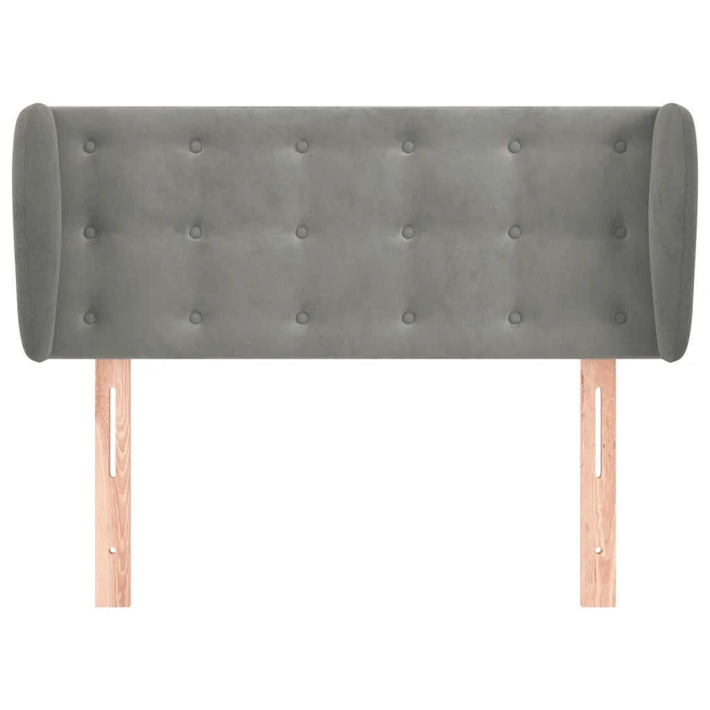 Testiera | Testata ad Orecchio Grigio Chiaro 103x23x78/88 cm in Velluto