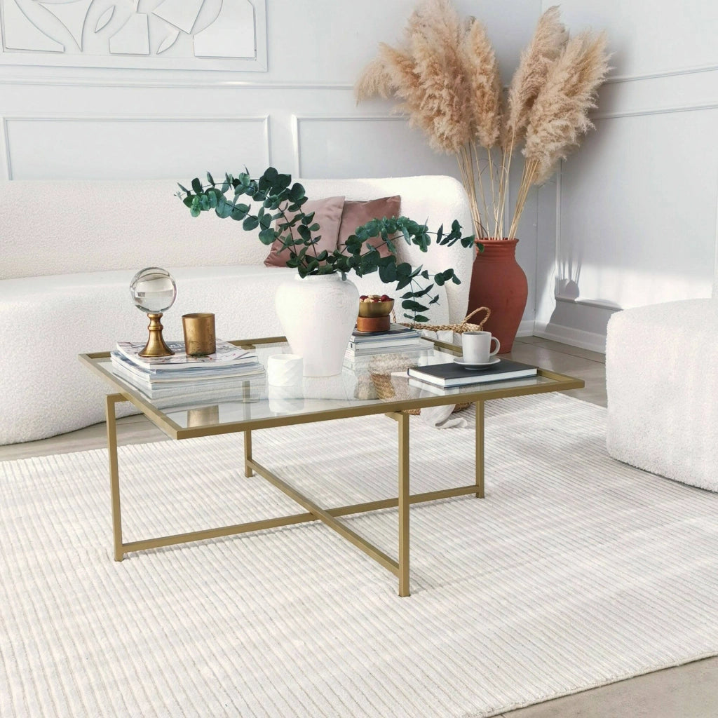 Mascate, Tavolino da Salotto Cassetti, 85x85x35h cm oro