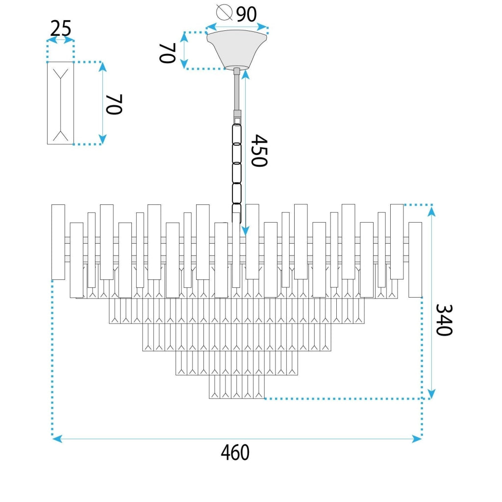 Lampada Cristal G051-cp 50cm Chrome