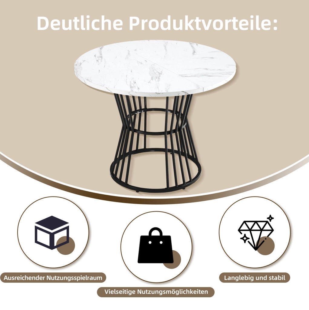 Set da pranzo 5 pezzi con tavolo rotondo Ø100 cm e 4 sedie in velluto