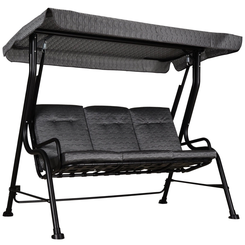 ALTALENA DA GIARDINO 3 POSTI 200 x 120 x 170 cm Acciaio Nero Tettuccio regolabile