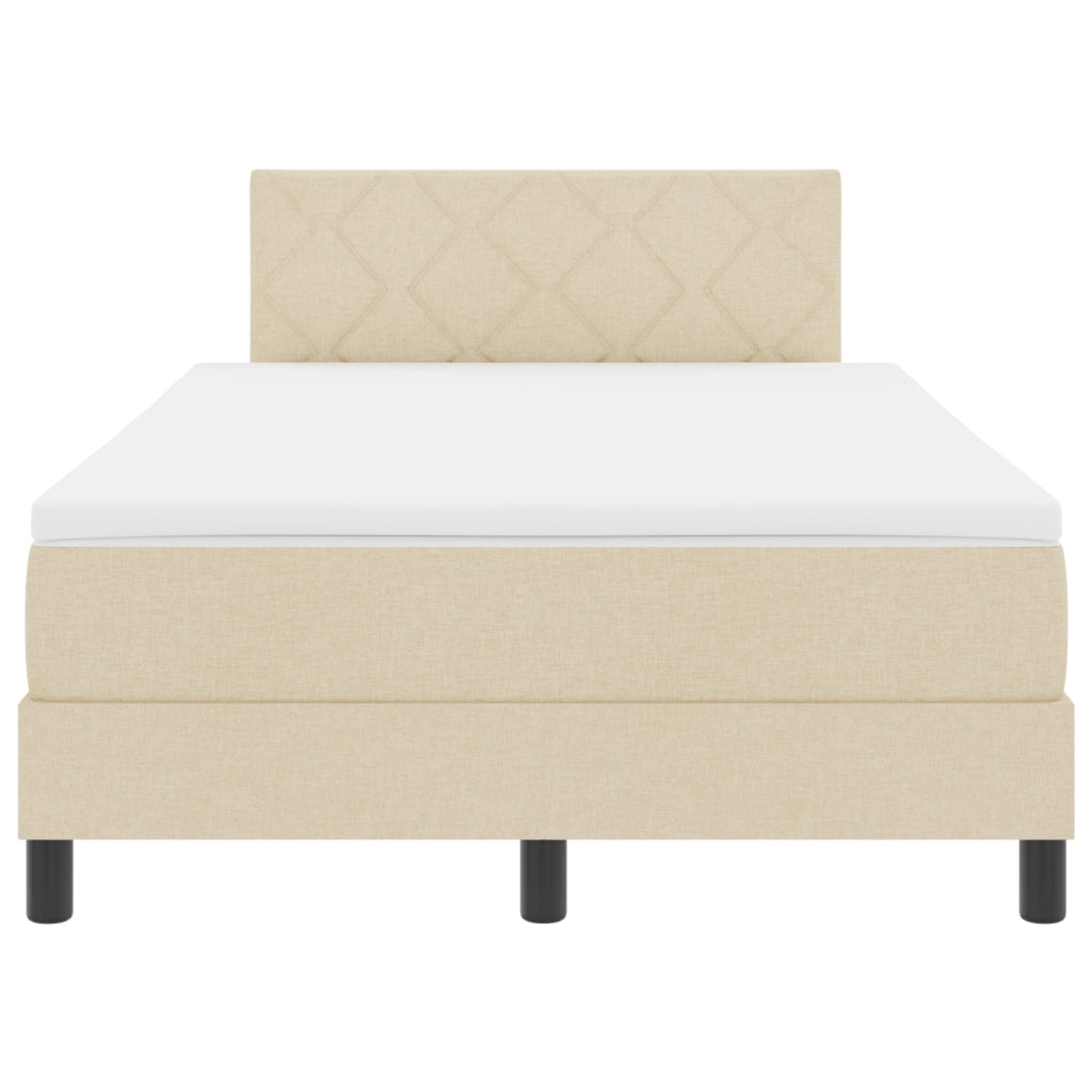 Letto Box Spring con Materasso Crema 120x190 cm Tessuto