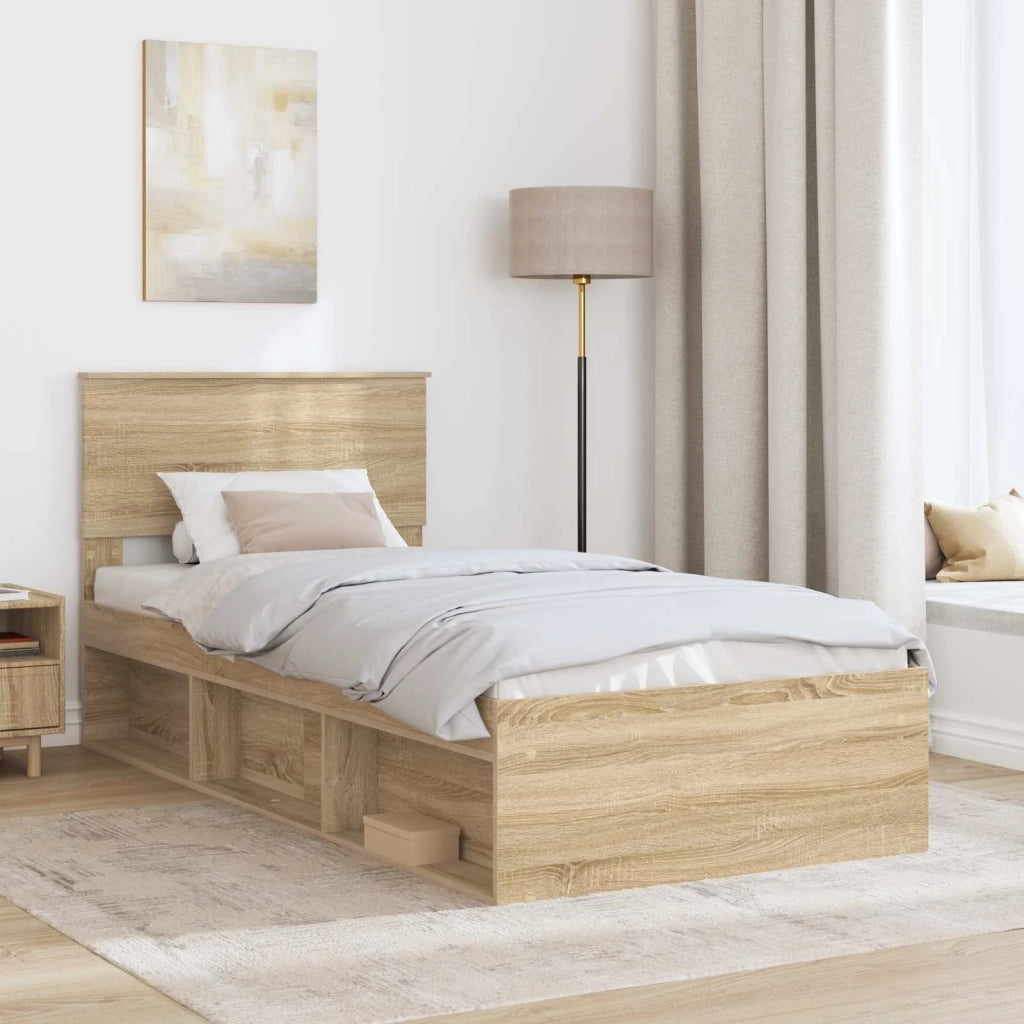 Struttura del letto Rovere Sonoma 75 x 190 cm Legno multistrato
