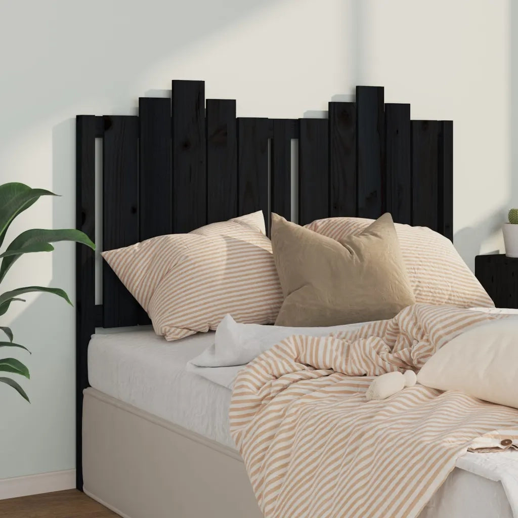 Testiera per Letto Nera 126x4x110 cm in Legno Massello di Pino 818464